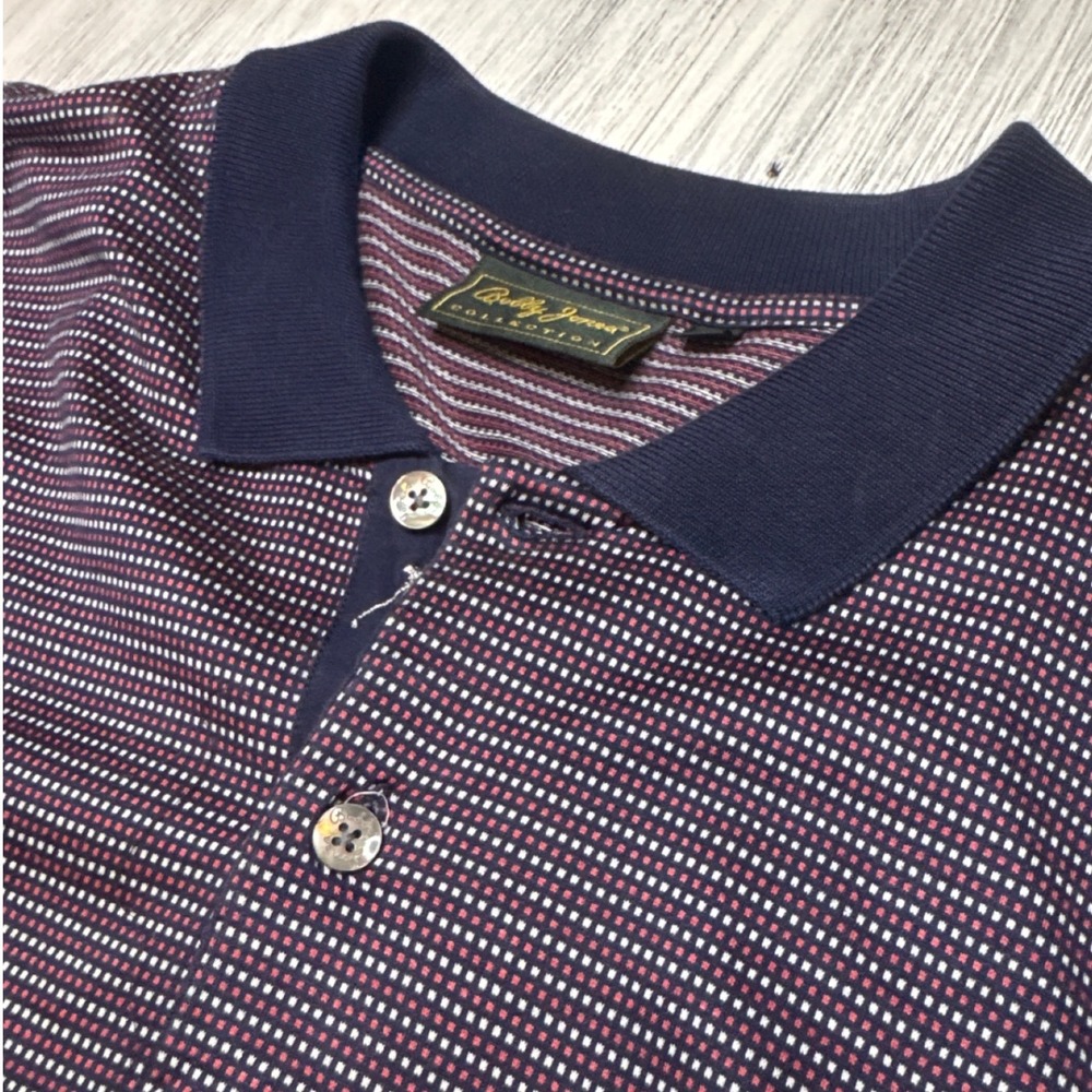 Bobby Jones Collection Mens XXL Polo Shirt Made in Italy‎ Cotton Golf Navy Red